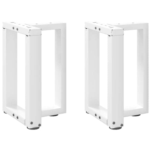 Image of vidaXL coffee table legs steel white adjustable t-shaped - perfect for custom tabletop support in living room/kitchen - includes screws for easy installation/durability ensured by powder-coated ma...