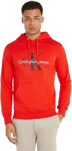 Image of Calvin Klein Jeans Men Hoodie Seasonal Monologo Regular, Red (Fiery Red), S