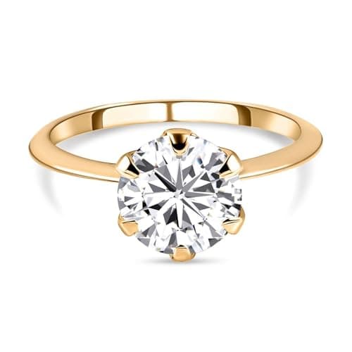 Image of TJC 9ct Yellow Gold Moissanite Solitaire Ring for Women Engagement Ladies Rings Size O