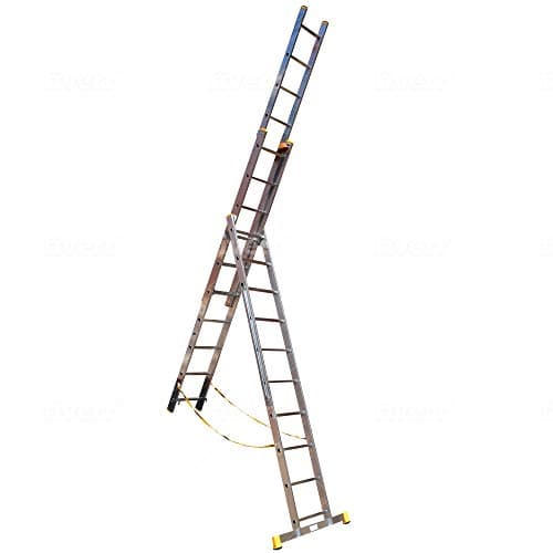 Image of Trade Master Pro® 3 Section Stair Combi-All-in-One Extension Ladder, Step Ladder & Free Standing Ladders | Lightweight Aluminium | 150kg Weight Rating | EN131 Certified | Size: 3x10