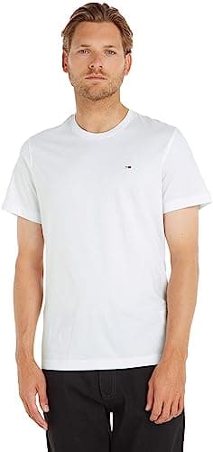 Image of Tommy Jeans Men's Tjm Xslim Jersey Tee Dm0dm04411 S/S T-Shirt, White (Classic White 100), XL
