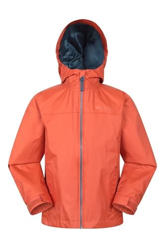 Image of Mountain Warehouse Torrent Kids Waterproof Rain Jacket - Taped Seams Raincoat, Lightweight, Breathable, Girls & Boys - Spring Summer, Wet Weather Rust (Plain) Kids Size 9-10 Years