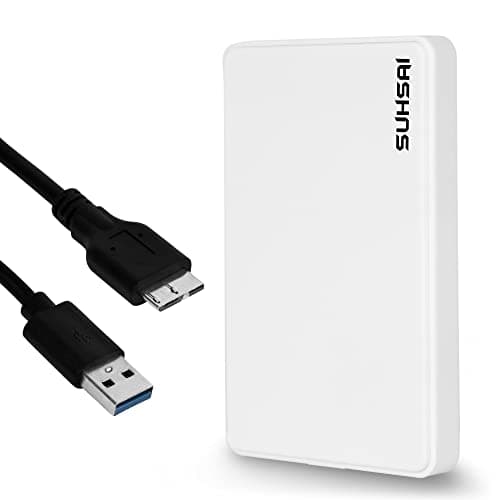 Image of SUHSAI 1TB External Hard drive USB 3.0, 2.5" Portable External Hdd, Hard disk, Ultra Slim Storage and Backup Drive, USB Hard drive Compatible with Gaming Console, PC, Mac,Laptop, Desktop (White)