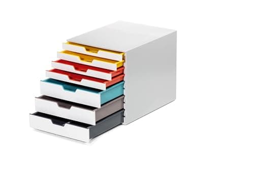 Image of Durable VARICOLOR MIX 7 Drawer Unit - Desktop Drawer Set with 7 Colour Coded Draws - Use as a Document Box, Paper Storage Organiser, etc.