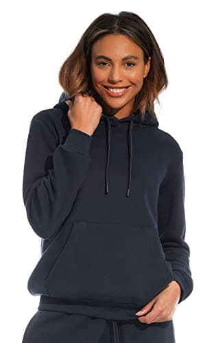 Image of Light & Shade Women’s Fleece Pullover Hoodie with Pocket Soft Hooded Sweatshirt with Drawstring Casual Lounge & Gym Wear (Navy, L)