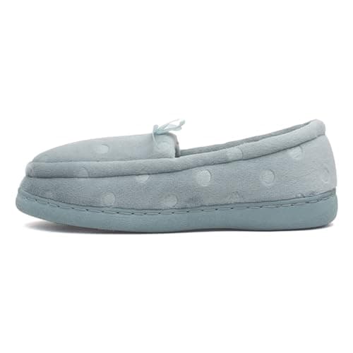 Image of The Slipper Company Womens Aqua Blue Dot Moccasin - Size 3 UK - Blue