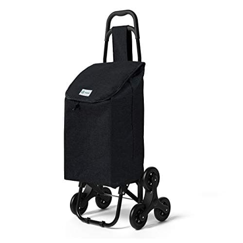 Image of VOUNOT Shopping Trolley Stair Climber, Foldable Shopping Trolley, Hackenporsche with 3 Wheels, Waterproof, 32 L, Black (Oxford) 94 x 37 x 34 cm