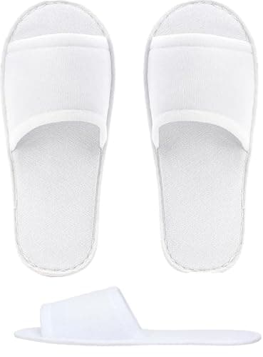 Image of Defresit Towelling Hotel Slippers, Non-Disposable Deluxe Closed Toe Spa Slippers, Washable Foldable Slipper (16 pairs white summer, 4, Adult, Women, 4, Numeric, UK Footwear Size System, Medium)