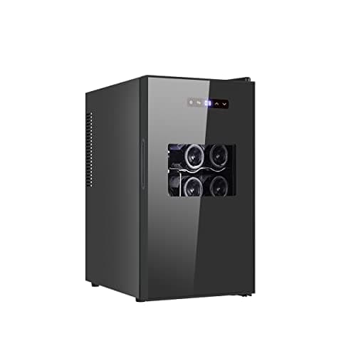 Image of Cookology CWTE18BK Freestanding 18 Bottle Thermo Electric Wine Cooler and Chiller for Counter Top, Digital Temperature Control, Less Noise and No Vibration - In Black