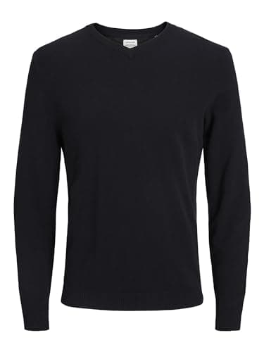 Image of Jack & Jones Men's Jjebasic Knit V-neck Noos Jumper, Black (Black Black), XXL UK