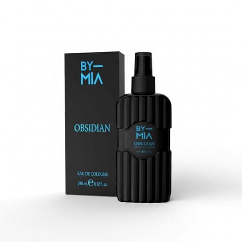 Image of BY MIA Obsidian Eau De Cologne for Men (240ml) – Traditional Barber Shop Aftershave Splash | Marine Woods, Sandalwood & Amber Scent | Refreshing & Cooling Post Shave Fragrance | Designed in London