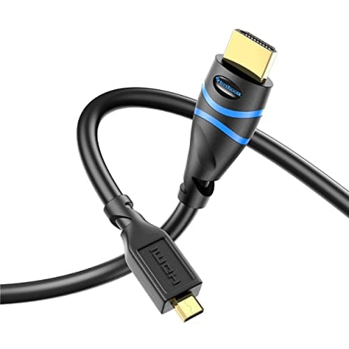 Image of BlueRigger Micro HDMI to HDMI Cable (2M, 4K 60Hz, HDR, High Speed, Ethernet) - Compatible with GoPro Hero 7/6/5/4, Raspberry Pi 4, Sony A6000/A6300 Camera, Nikon B500, Lenovo Yoga 3 Pro, Yoga 711