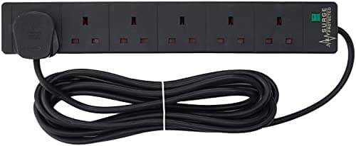 Image of PRO ELEC PELB1755 6 Gang Extension Lead with Surge Protection Black, 5m