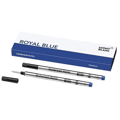 Image of Montblanc Rollerball Refills (M) Royal Blue 105159 – Refill Cartridge with a Medium Nib for Rollerball Pens – 2 x Purple Pen Refills