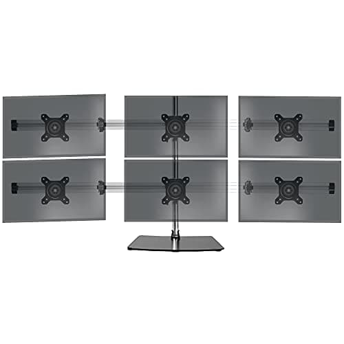 Image of Duronic 6 Monitor Arm Stand Mount DM756 Bracket, Freestanding Heavy Duty PC Desk Mount, Height Adjustable, For Six 15-24 inch LED LCD Screens, VESA 75/100, 8kg Capacity, Tilt and Rotate