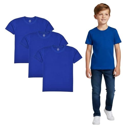 Image of A2Z 4 Kids Boys Girls T Shirts Plain Summer Tank Top & Tees - T Shirt PL Royal 3 Pack 7-8