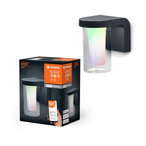 Image of LEDVANCE SMART+ WI-FI Cascade RGBW 18cm- Dimmable LED Wall Light Dark Grey for Outdoor Use with High-Quality Aluminium Housing, RGB Colour Control, 10 W, 3000 Kelvin Warm White, 420 Lumen, IP44