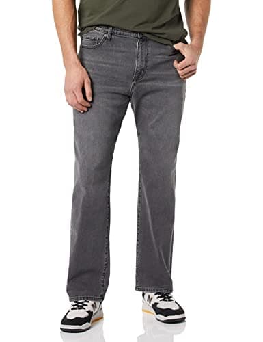 Image of Amazon Essentials Men's Straight-Fit Bootcut Jeans - Discontinued Colours, Washed Grey, 36W / 29L
