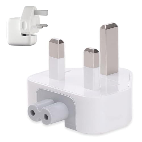 Image of UK Plug for Macbook Charger Adapter 3-Pin AC Power Adapter Wall Plug Replacement - Duckhead 3 Pins Converter Compatible with MacBooks Pro Air iBook iPod iPad iPhone Power Adapter etc (White)