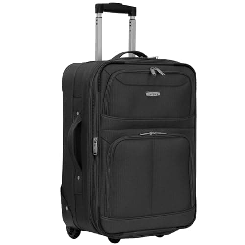 Image of ARIANA® Lightweight Hand Luggage Cabin Size Trolley Suitcase Carry On Travel Bag 55x38x23cm (Small - 21" (Cabin Size), Black)