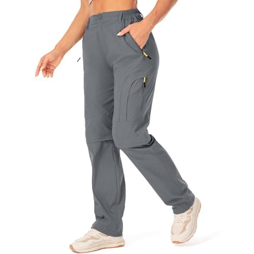 Image of Jessie Kidden Walking Trousers Women Cargo Pants Waterproof Summer Lightweight Quick Dry Convertible Stretch Outdoor Casual UPF 50 Running Cycling Zip Off Capri #6601F-Gray -38 (US 18)