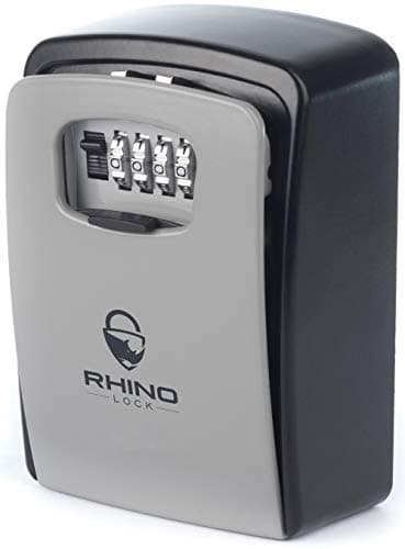 Image of Rhino Lock Secure Key XL Combination Safe - Outdoor Heavy Duty Wall Mounted Security Key Safe - XL Large Internal Storage for House or Office Keys with Strong 4 Digit Lock #UKBrand (Large, Grey)