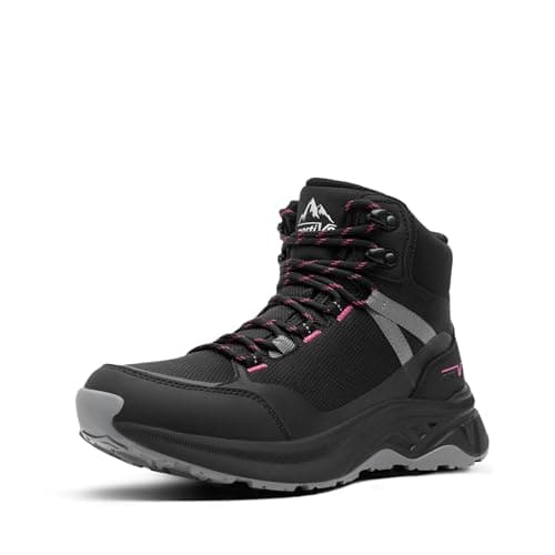 Image of NORTIV 8 Women's Hiking Boots Waterproof Lightweight Outdoor Trekking Comfortable Non-Slip Backpacking Camping Ankle Boot Hollow,Size 5.5,Black,NWUMHB2501