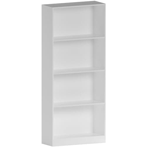 Image of Vida Designs Cambridge 4 Tier Large Bookcase, White Wooden Shelving Display Storage Unit Office Living Room Furniture