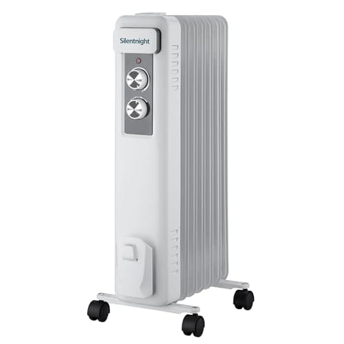 Image of Silentnight Oil Filled Radiator 7 Fin - Portable Electric Radiator Heater for Home and Office with Adjustable Thermostat, 3 Heat Settings, Safety Cut Off - Lightweight and Compact