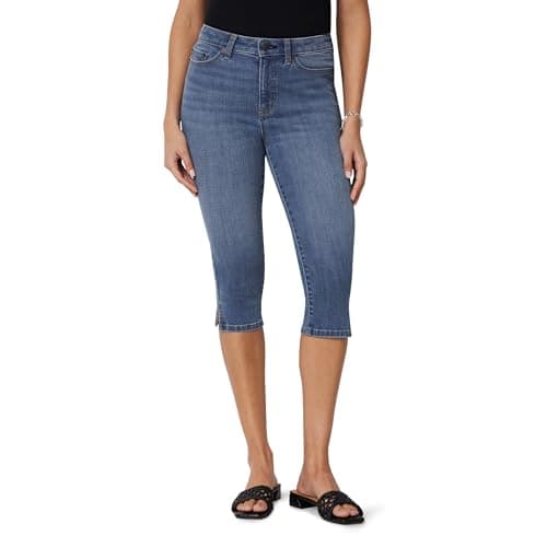 Image of Amazon Essentials Women's High-Rise Cropped Jeans, Medium Blue Vintage, 10