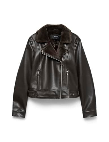 Image of VERO Moda Vmhailey Women's Short Coated Jacket Vmhailey Short Coated Jacket (Pack of 1), Chocolate Cake, M