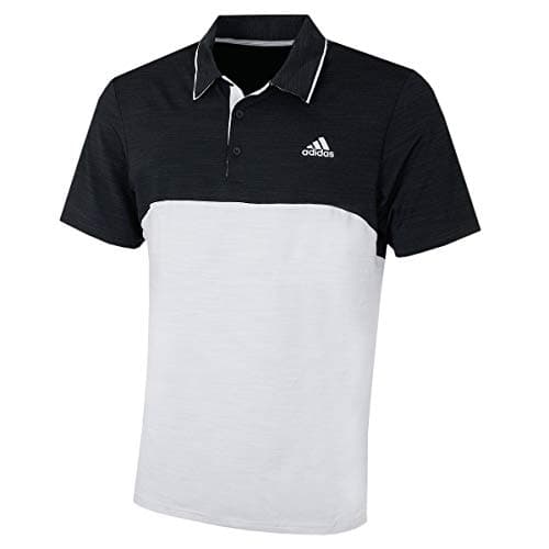 Image of adidas Ultimate 365 Heather Blocked Polo - Black Heather/Grey One Heather, X-Large