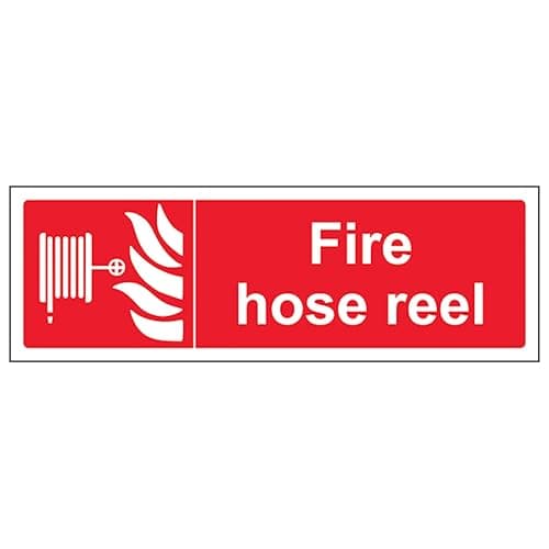 Image of V Safety Fire Hose Reel - Landscape 300 x 100 mm - 2mm Rigid Plastic Safety Sign