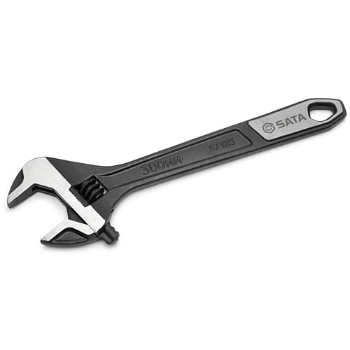 Image of SATA ST47125 12-Inch Extra Wide Jaw Adjustable Wrench/Spanner with Forged Alloy Steel Body and Chrome Plated Finish Black Phosphate/Polished