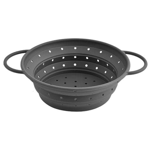 Image of Silicone Collapsible Colander Sieve, Colanders Food Strainers, Silicone Drain Basket Collapsible Strainer Colander with Handles, for Food Washing Draining Pasta Spaghetti Salad Vegetable