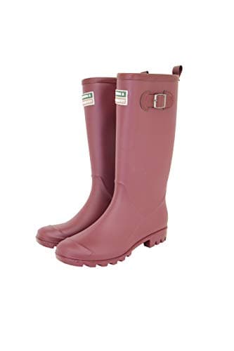 Image of Town & Country Ladies/Women's/Men's Wellies Adjustable Buckle Flat Festival Wellies Rain Boots Wellingtons Sizes 4-12 UK Aubergine