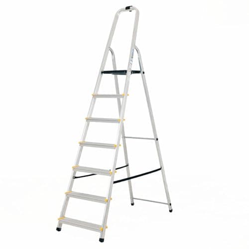 Image of BiGDUG Aluminium Step Ladder - 7 Step Folding Ladder - Non-Slip Surface Hand Rails 7 Tread - Closed Height 2150 mm Platform Height 1400mm