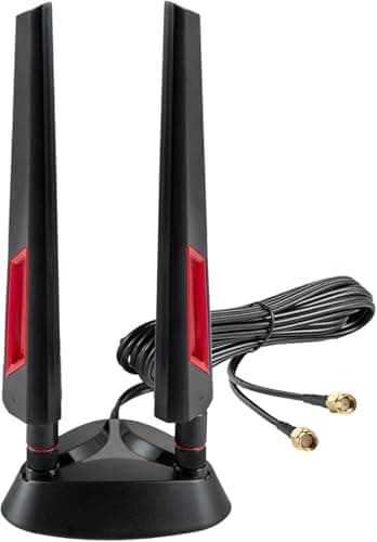 Image of Supaerial WiFi 6E Tri-Band 2.4GHz 5.8GHz 6GHz Magnetic Base Antenna Aerial for PC Desktop Computer Gaming Motherboard PCI-E Wireless Router Hotspot Network Range Extender Booster