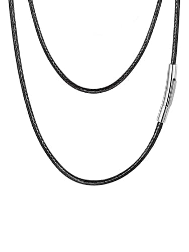 Image of PROSTEEL Choker Necklace Men Torque Short Leather Necklace Charm Collier Male Jewelry Black
