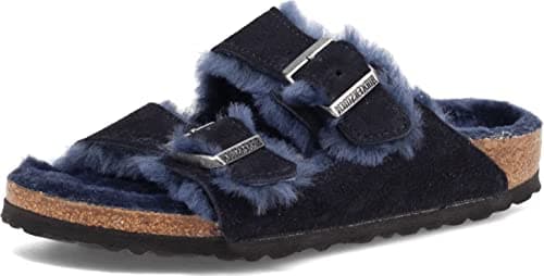 Image of BIRKENSTOCK Arizona Shearling Lined Women's Sandals, Slim Sandals, Midnight Width 40 M, Midnight, 40 EU, Midnight Blue, 40 EU, Midnight blue, 6.5 UK
