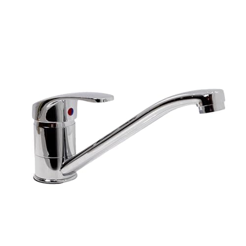 Image of Flode Single Lever Kitchen Mixer Tap – Chrome Monobloc Sink Tap with Swivel Spout – 200mm Reach – Modern Hot & Cold Lever Kitchen Tap