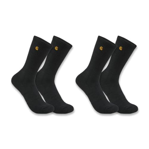 Image of Carhartt Men's Force Midweight Crew Sock 2 Pack Work, Black, Large