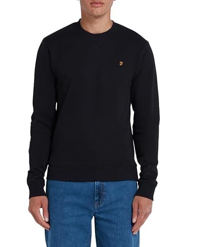 Image of Farah Mens Tim Crew Sweatshirt, Black, L UK