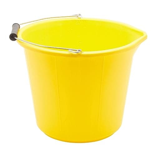 Image of ProDec Heavy Duty Yellow 14 Litre (3 Gallon) Plastic Builders Bucket, Cement & Plastering Bucket, Heavy Duty Buckets, Black Buckets