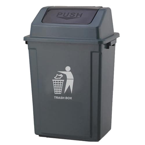 Image of BURAKH Recycling Swing Lid Bin 30–40L Plastic Rubbish Waste Dustbin – BPA-Free PP Kitchen Trash Can for Home, Office & Commercial Use (GREY (40L))