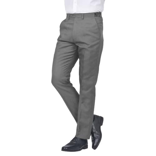 Image of James Holton Mens Straight Leg Stretch Waist Trousers Work Home Office Waist 36W / 27L Grey