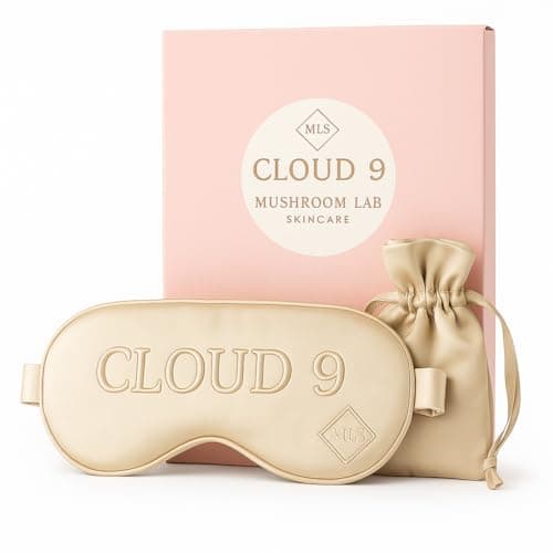 Image of Silk Sleep Mask 100% Mulberry Silk,Eye Mask for Sleeping, Blocks Light, Anti-Ageing, Skin Friendly,Luxury Gift Set, Cloud 9 by Mushroom Lab, Sleep mask