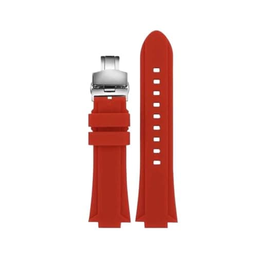 Image of PCCWBCPJC Waterproof Sports Silicone Watch Strap Compatible With Tissot 1853 Super Player PRX T137.210.11.35 Rubber Band Male Interfac(Red silver)