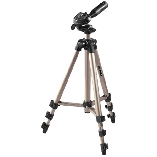 Image of Hama "Star 5" Tripod | Light Tripod with 36-105 cm Height | 3 Way Head | 1/4" Connection for DSLR and System Cameras | With Carrying Case | Champagne