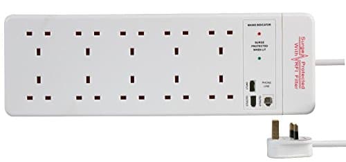 Image of Pro Elec PELB1641 10 Gang Surge Protected Extension Lead, White 2m
